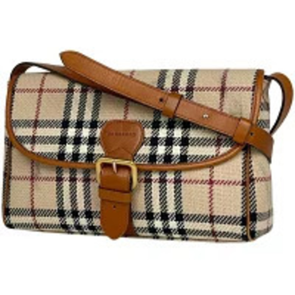 Burberry Check Shoulder Bag Crossbody Nova Canvas Beige